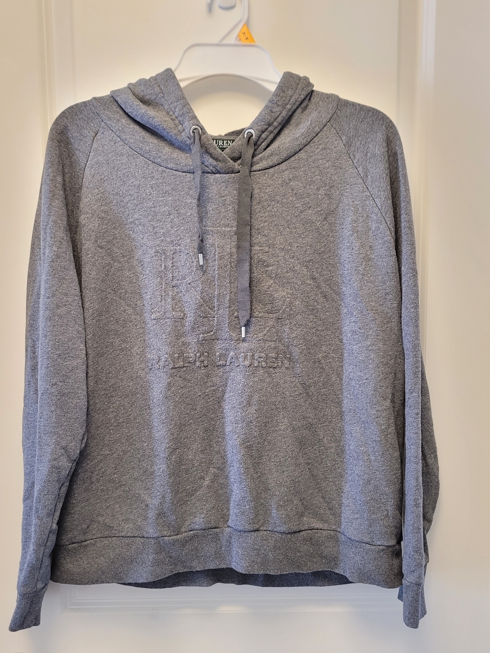 Lauren Ralph Lauren Grey Hoodie Women’s L/G Large Logo Pullover Y2K